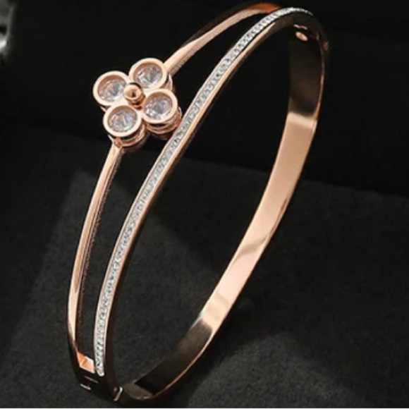 Stainless Steel 18K Gold Plated Bangles ROSE GOLD - Picture 1 of 1